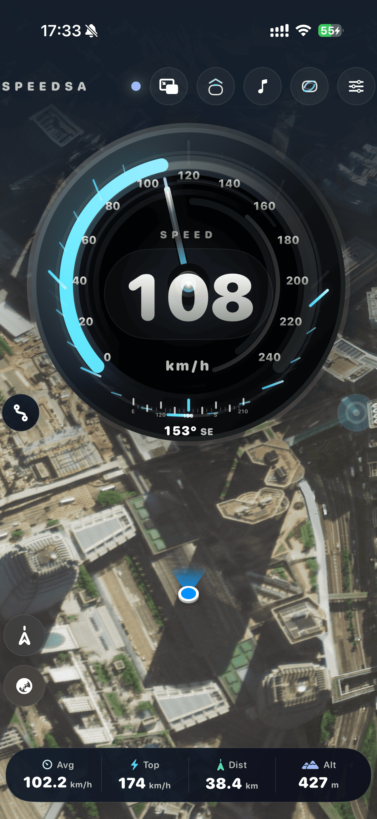 SpeedSA cruise dashboard on iPhone